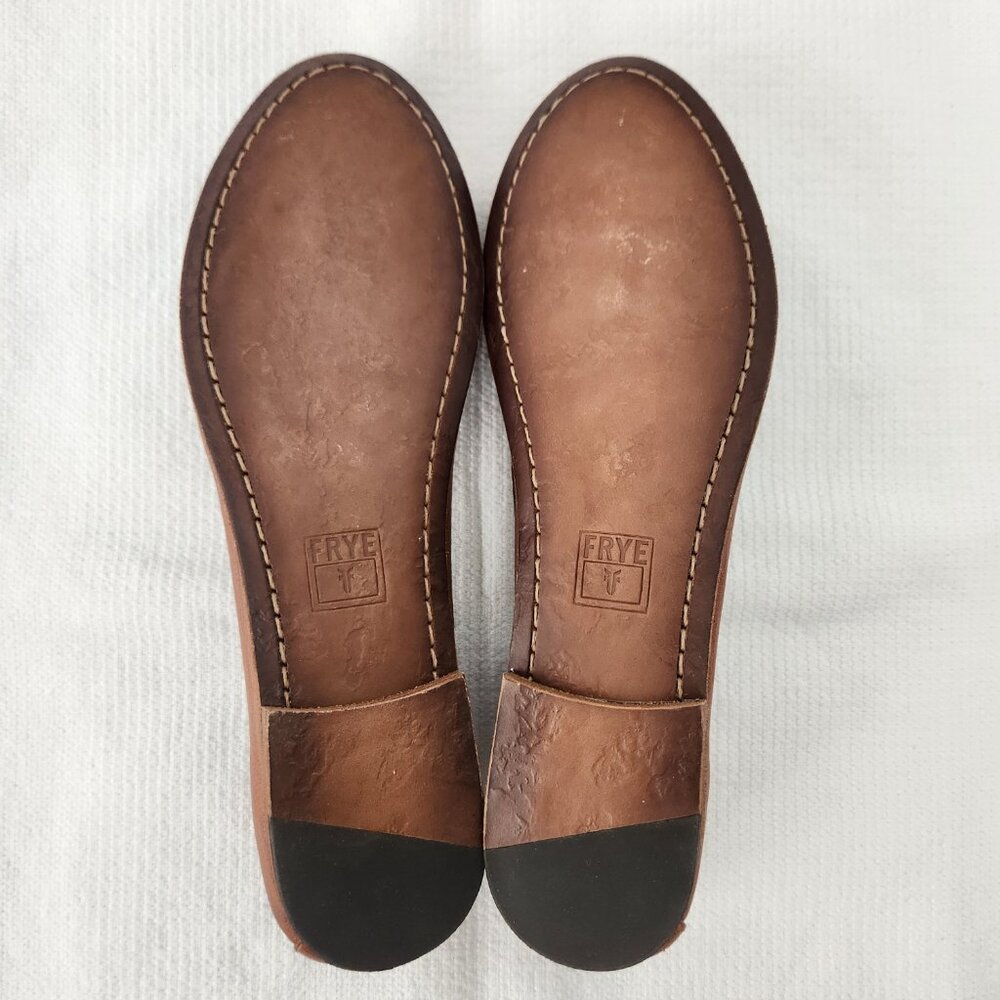 Frye Womens 9M Carson Ballet Flats Shoes Leather Cognac Slip On Round Toe Rustic - Picture 10 of 14